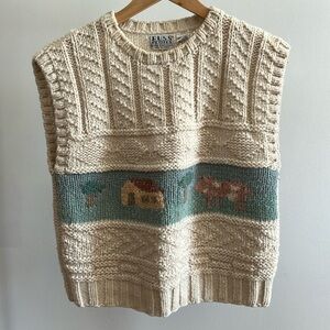 Vintage RUSS petites farm scene sweater vest